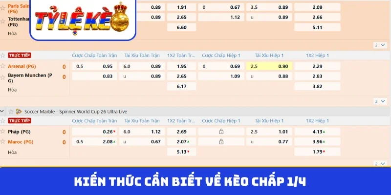 Kiến thức cần biết về kèo chấp 1/4