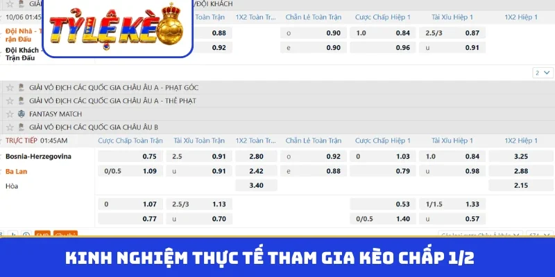 Thông số quan trọng khi soi kèo chấp 1/2