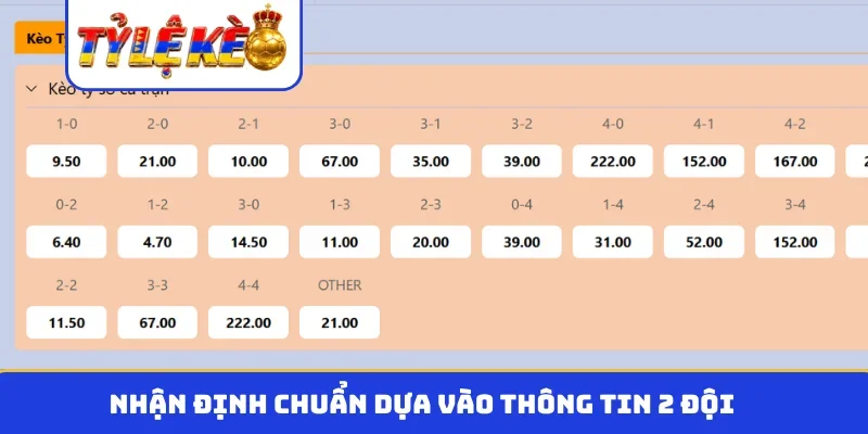 Nhận định chuẩn dựa vào thông tin 2 đội