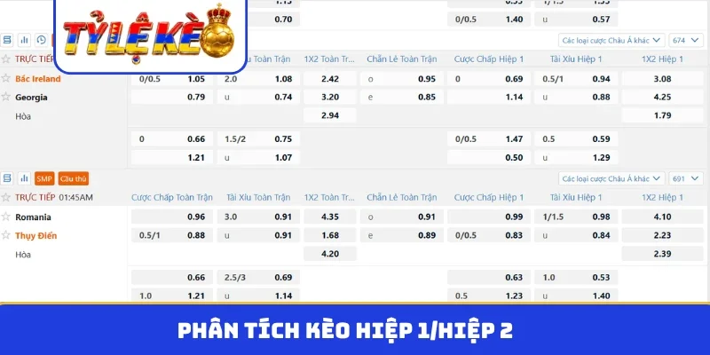 Phân tích kèo hiệp 1/hiệp 2
